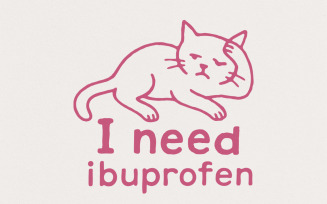 I Need Ibuprofen PNG, Funny Cat Digital Download, Cute Animal Meme Shirt Design, Headache Humor,