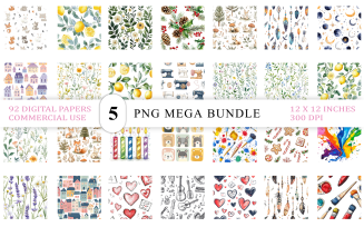 Cute & Festive Illustration Texture | Playful Seamless Pattern | Whimsical Mixed Pattern Bundle