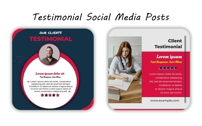 Elegant Testimonial Social Media Post Template PSD for Branding & Client Feedback Display