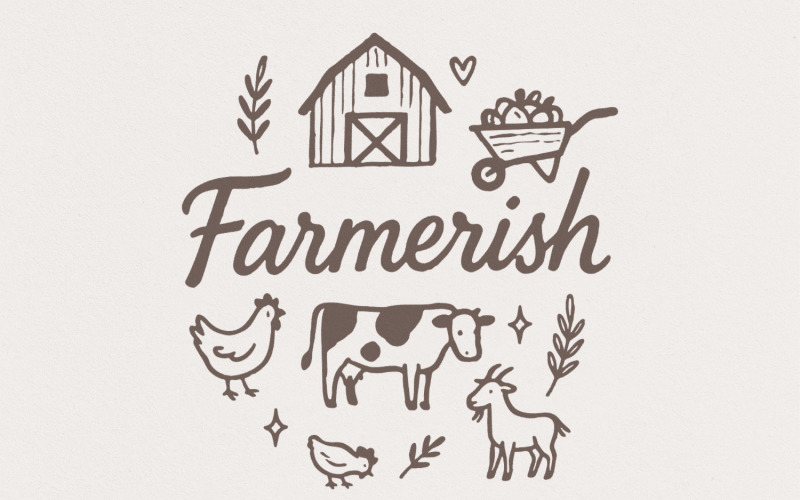 Farmerish PNG, Farm Animal Digital Download, Barnyard Shirt Design, Rustic Country Cow, Goat & Illustration