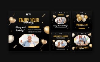 Happy Birthday Social Media Post Template Set