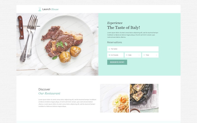 Cafe and Restaurant Responsive Landing Page Template