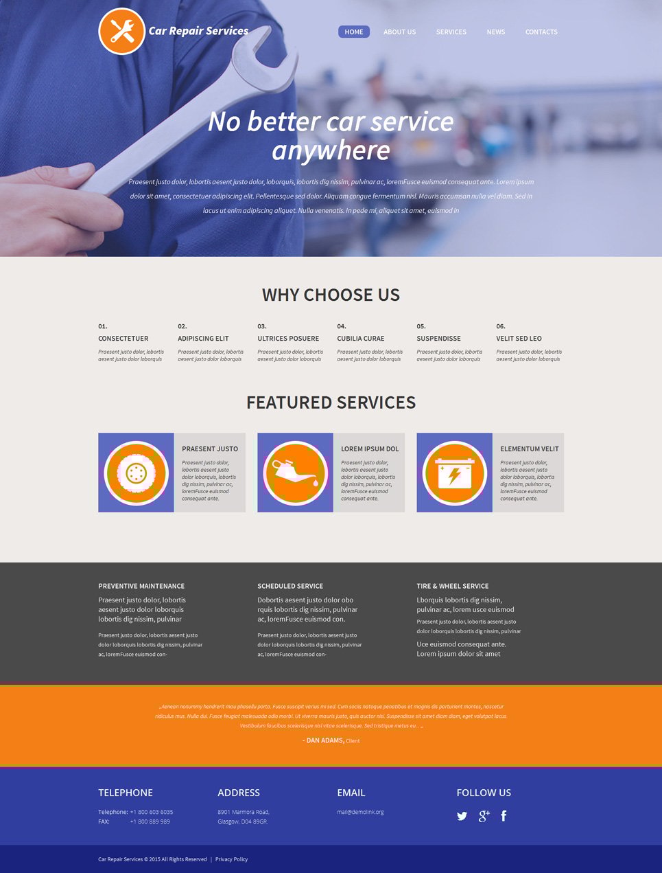 Car Repair WordPress Theme New Screenshots BIG