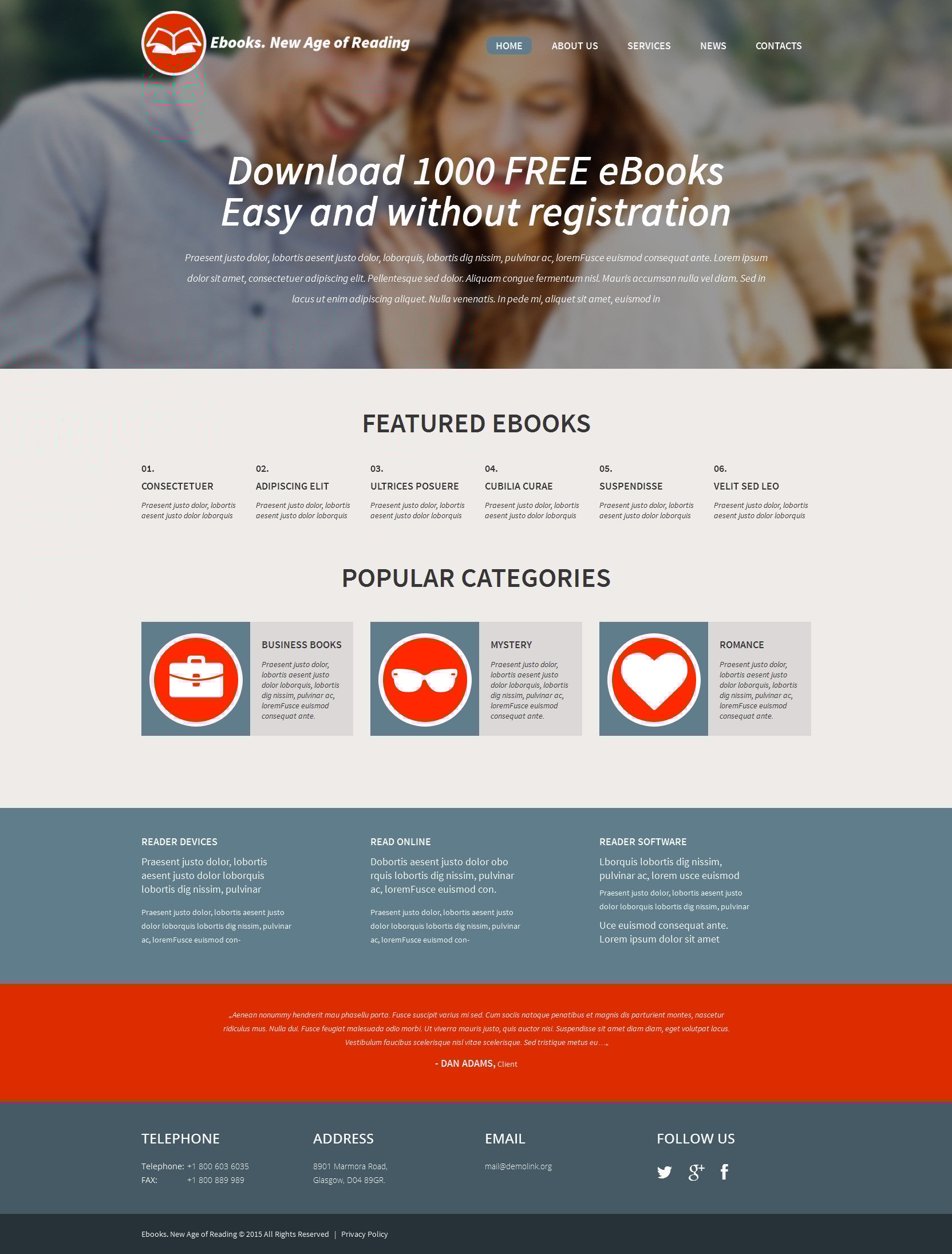 "Ebook Responsive" 响应式WordPress模板 #53296