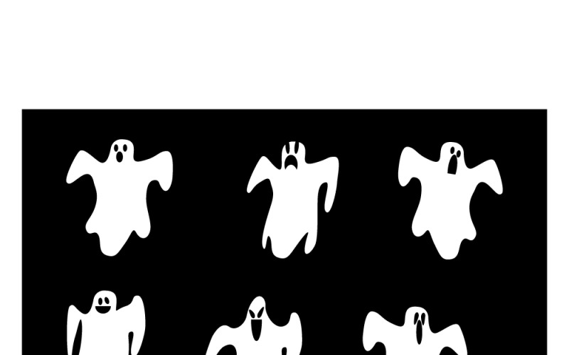 Diverse Halloween Ghosts Collection - Spooky Expressions and Styles Vector Graphic