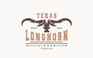 LongHorn Animal Logo Design Farm Retro V10