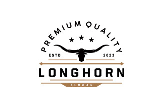 LongHorn Animal Logo Design Farm Retro V2
