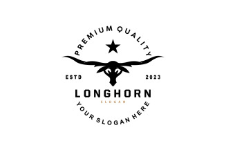 LongHorn Animal Logo Design Farm Retro V5