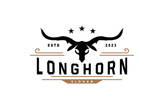 LongHorn Animal Logo Design Farm Retro V6