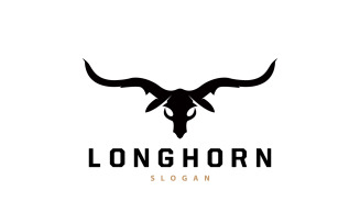LongHorn Animal Logo Design Farm Retro V7