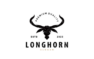 LongHorn Animal Logo Design Farm Retro V9