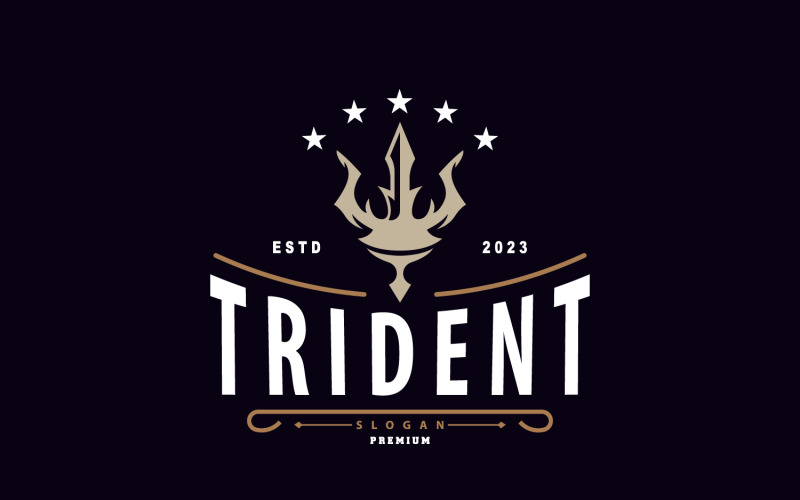 Neptune Poseidon Trident Spear Logo V2 Logo Template