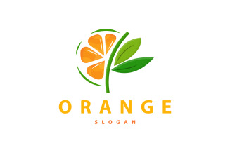 Orange Slice Fruit Logo Fresh Juice V1