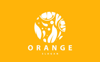 Orange Slice Fruit Logo Fresh Juice V3