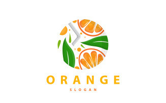 Orange Slice Fruit Logo Fresh Juice V4