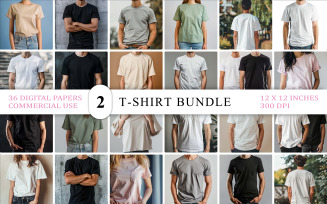 Realistic Model Wearing T-Shirt Modern Apparel T-Shirt Lifestyle T-Shirt with Male & Female