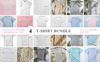 Soft Light T-Shirt Bundle | Minimal T-Shirt | Blank Apparel Mockup Collection | Clean Cotton T-Shirt