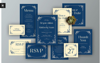 Blue Modern Minimal Wedding Suite
