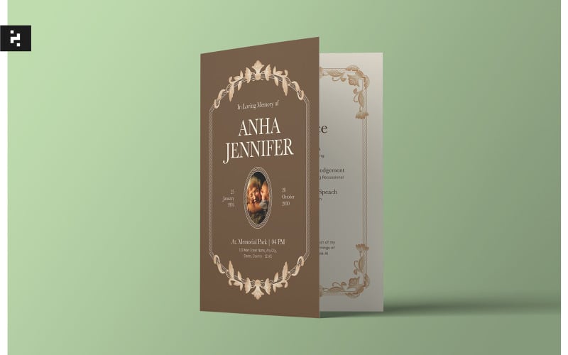 Brown Minimal Funeral Program Corporate Identity