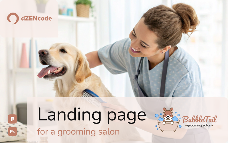 BubbleTail – Pet Grooming Studio Landing Page Template UI Element