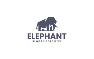 Elephant Logo Flat Minimal Silhouette Style