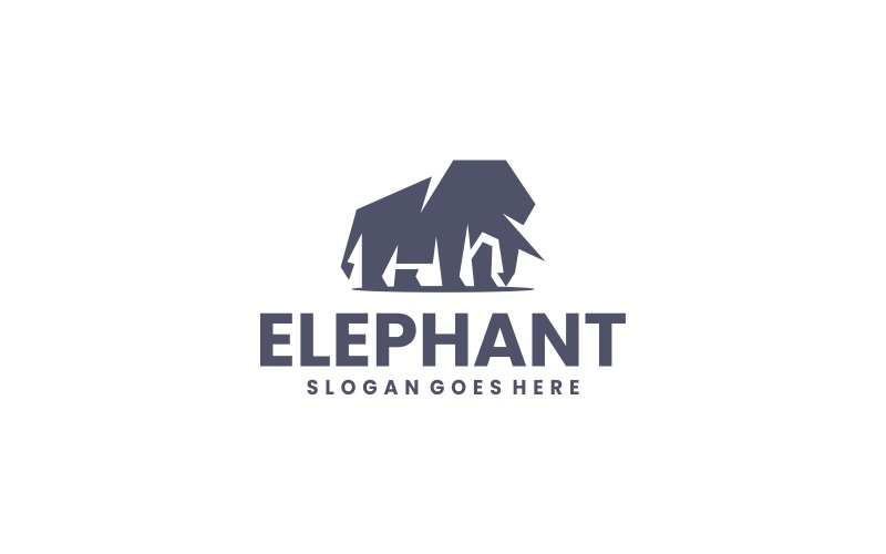 Elephant Logo Flat Minimal Silhouette Style Logo Template
