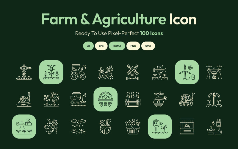 Farm and Agriculture Icon Collection Icon Set