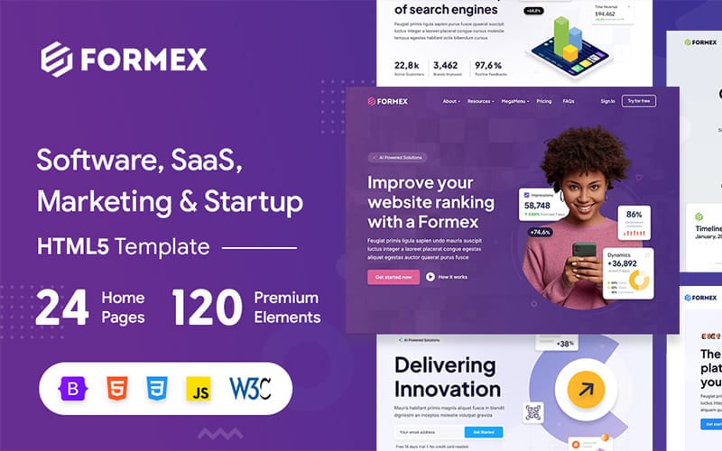 Formex - Software, SaaS & Startup Premium HTML5 Template Website Template