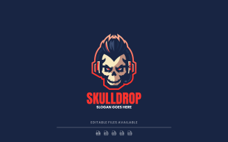 Mascot Skull Drop Logo Design