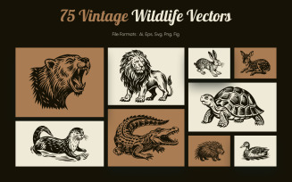 Modern Vintage Wildlife Art Set