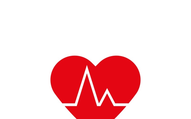 Red Heart ECG Symbol: Love and Cardiovascular Health Design Vector Graphic