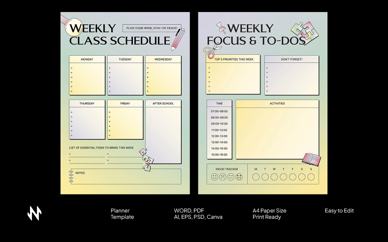 School Schedule Planner Template Corporate Identity