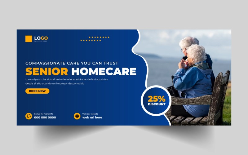 Senior Home Care Social Media Cover Banner Template