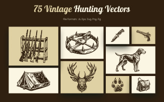Vintage Hunting Art Illustration Set