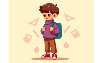 Cartoon Boy with a Backpack