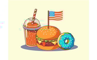 4th of July with Cartoon Hamburger