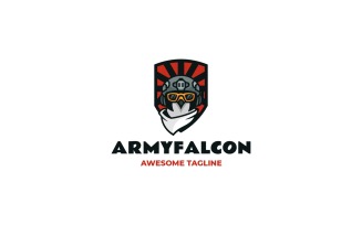 Mascot Army Falcon Head Logo Design