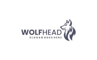 Wolf Head Logo in Monochrome Style