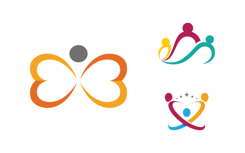 Human care Love adoption group network and social logo design v.36 Logo Template