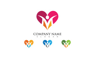 Human care Love adoption group network and social logo design v.38
