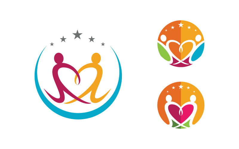Human care Love adoption group network and social logo design v.46 Logo Template