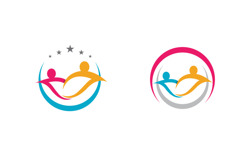 Human care Love adoption group network and social logo design v.47 Logo Template