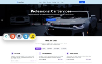 Auto Care - Car Service & Auto Mechanic tailwindcss, HTML5, Vanila js, and Alpinejs Template