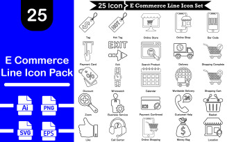 E Commerce and Shopping Line Icon Pack