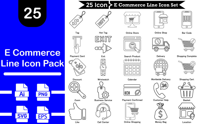 E Commerce and Shopping Line Icon Pack Icon Set