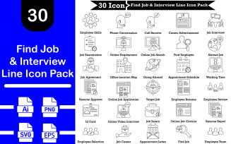 Find Job And Interview Line Icon Pack