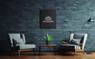 Livingroom wall canvas mockup | black canva mockup