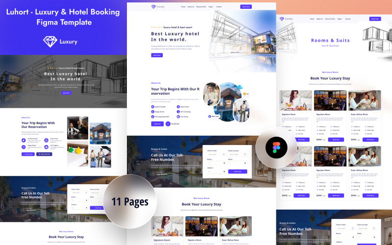 Luhort - Luxury & Hotel Booking Figma Template UI Element