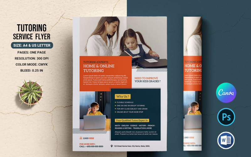 Tutoring Service Flyer Template Corporate Identity