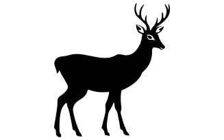 A Deer silhouette vector art illustration with white background
